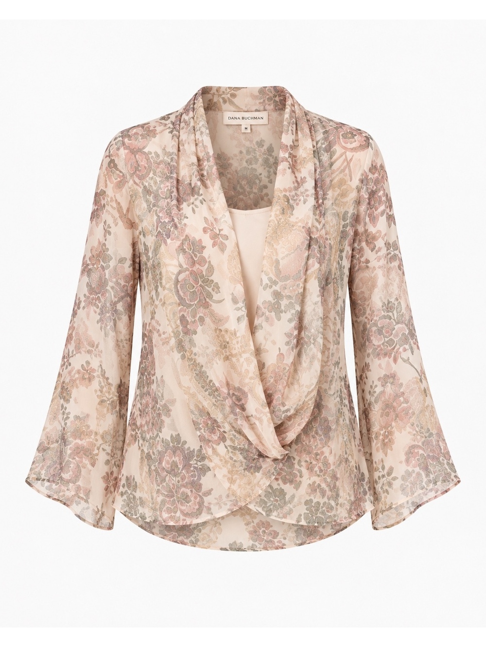 Vintage Dana Buchman Silk Floral Draped Blouse